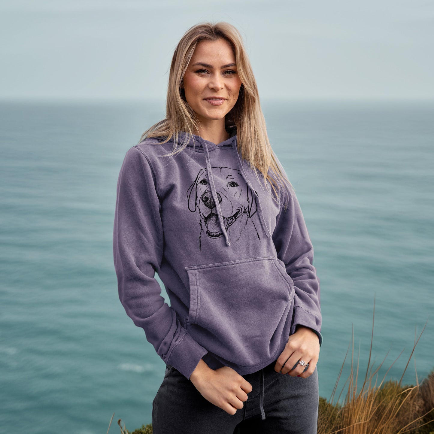 Doodled Jimmy the Larbrador Retriever - Unisex Pigment Dyed Hoodie