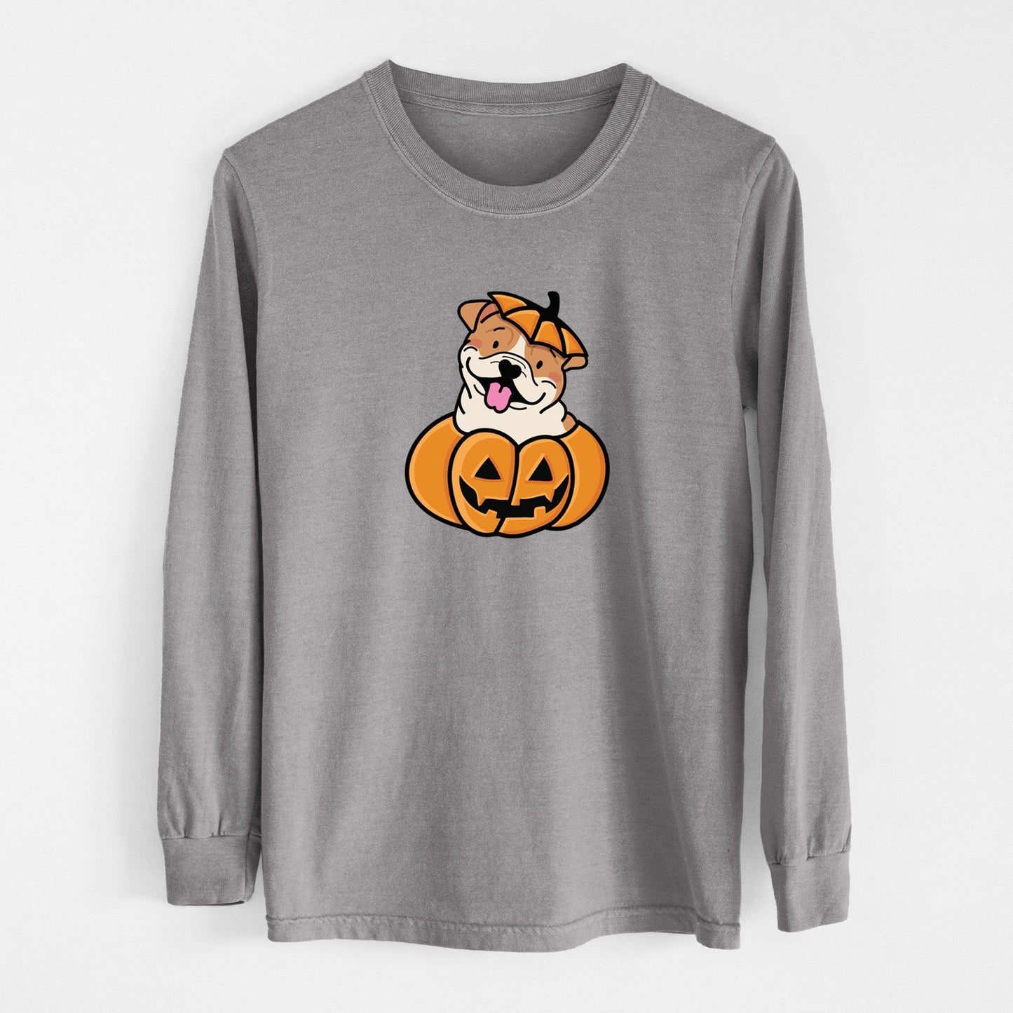 Pumpkin Pup - English Bulldog - Heavyweight 100% Cotton Long Sleeve