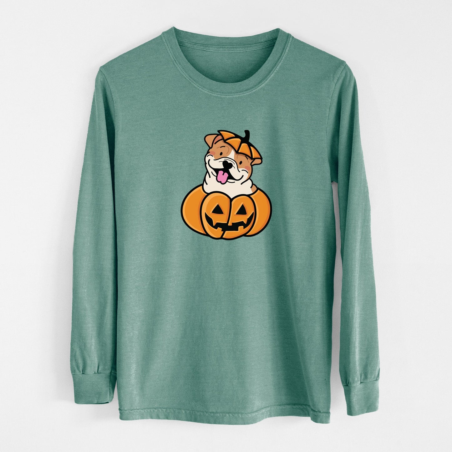 Pumpkin Pup - English Bulldog - Heavyweight 100% Cotton Long Sleeve
