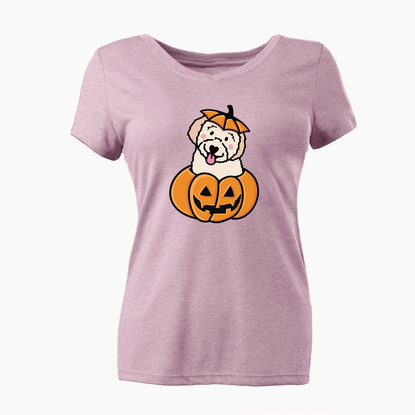 Pumpkin Pup - Doodle - Women's Perfect V-neck Shirt