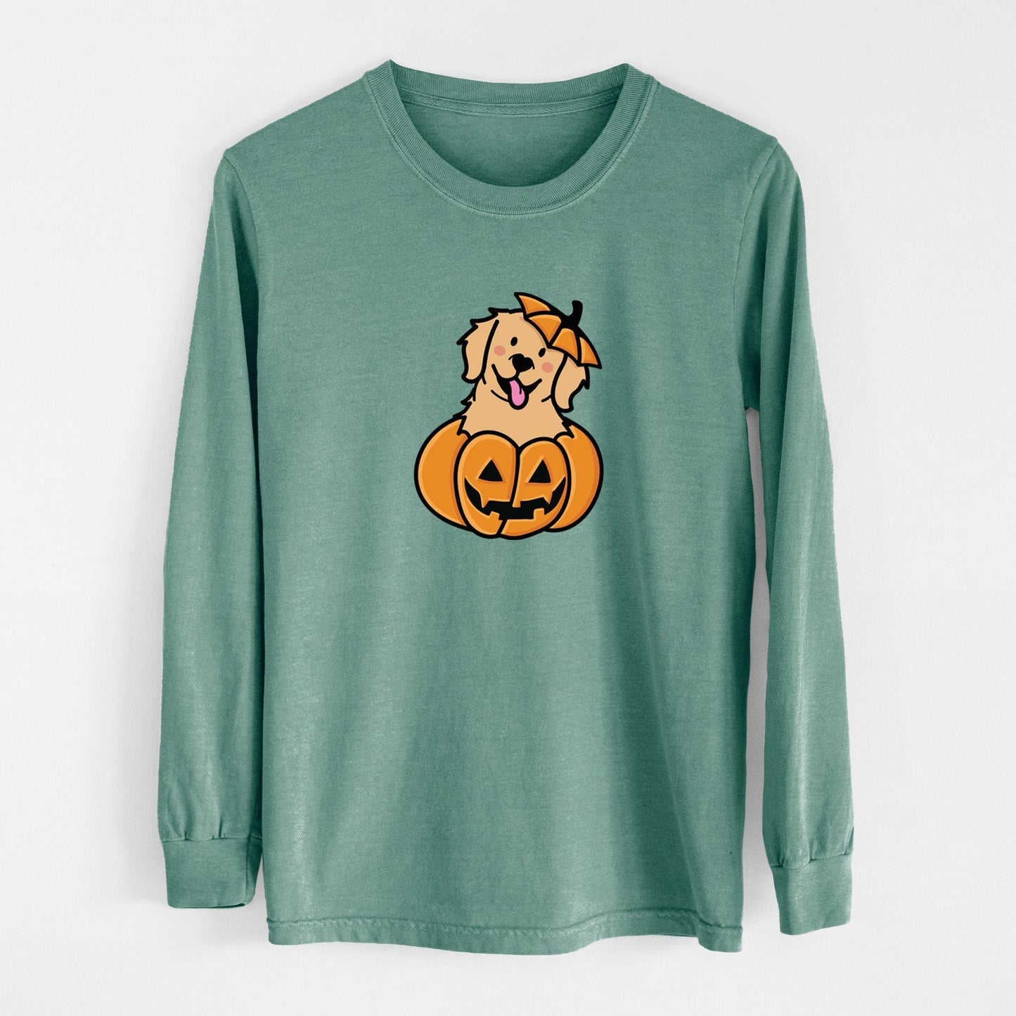 Pumpkin Pup - Golden Retriever - Heavyweight 100% Cotton Long Sleeve
