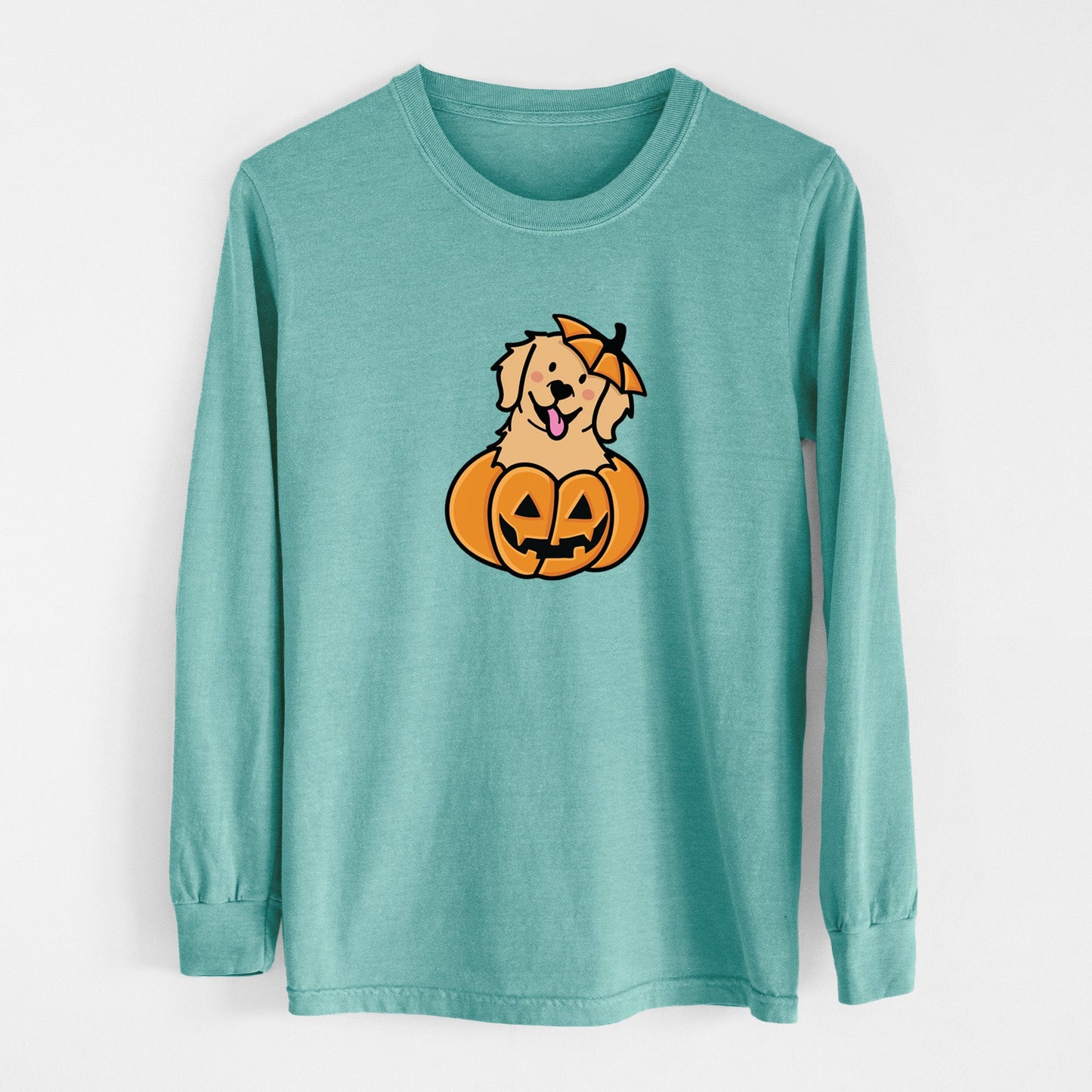 Pumpkin Pup - Golden Retriever - Heavyweight 100% Cotton Long Sleeve