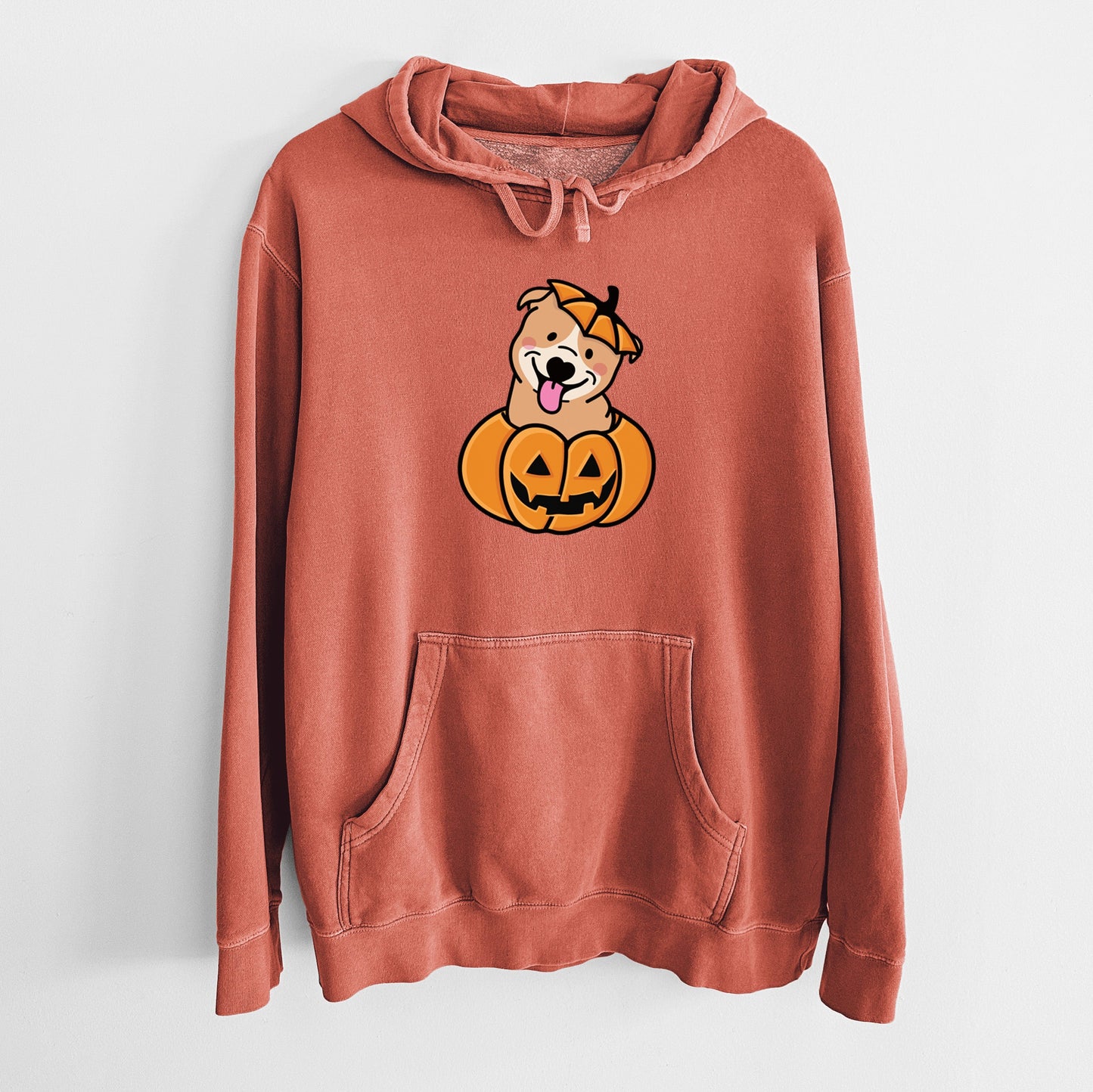 Pumpkin Pup - Pitbull - Unisex Pigment Dyed Hoodie