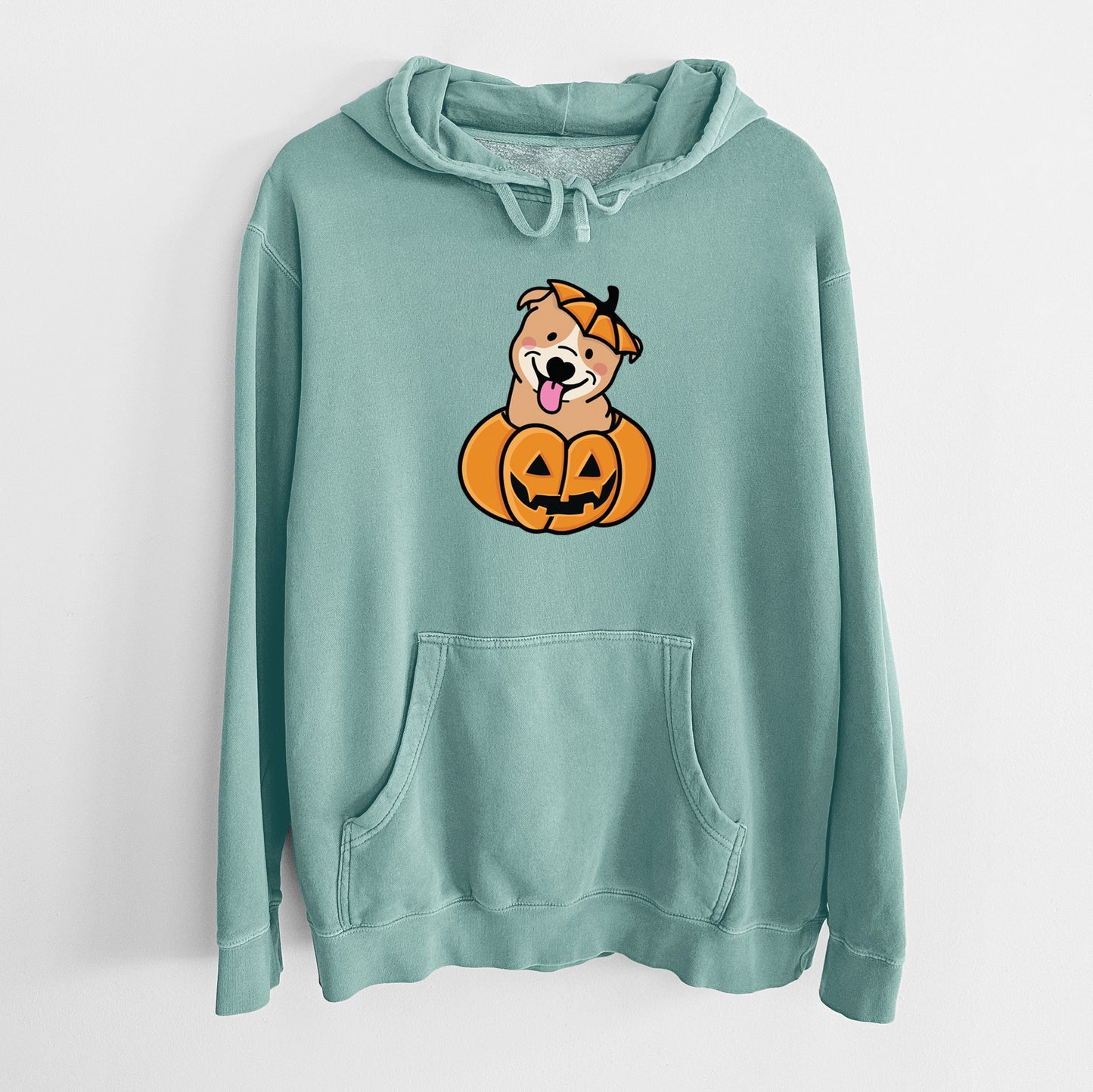 Pumpkin Pup - Pitbull - Unisex Pigment Dyed Hoodie