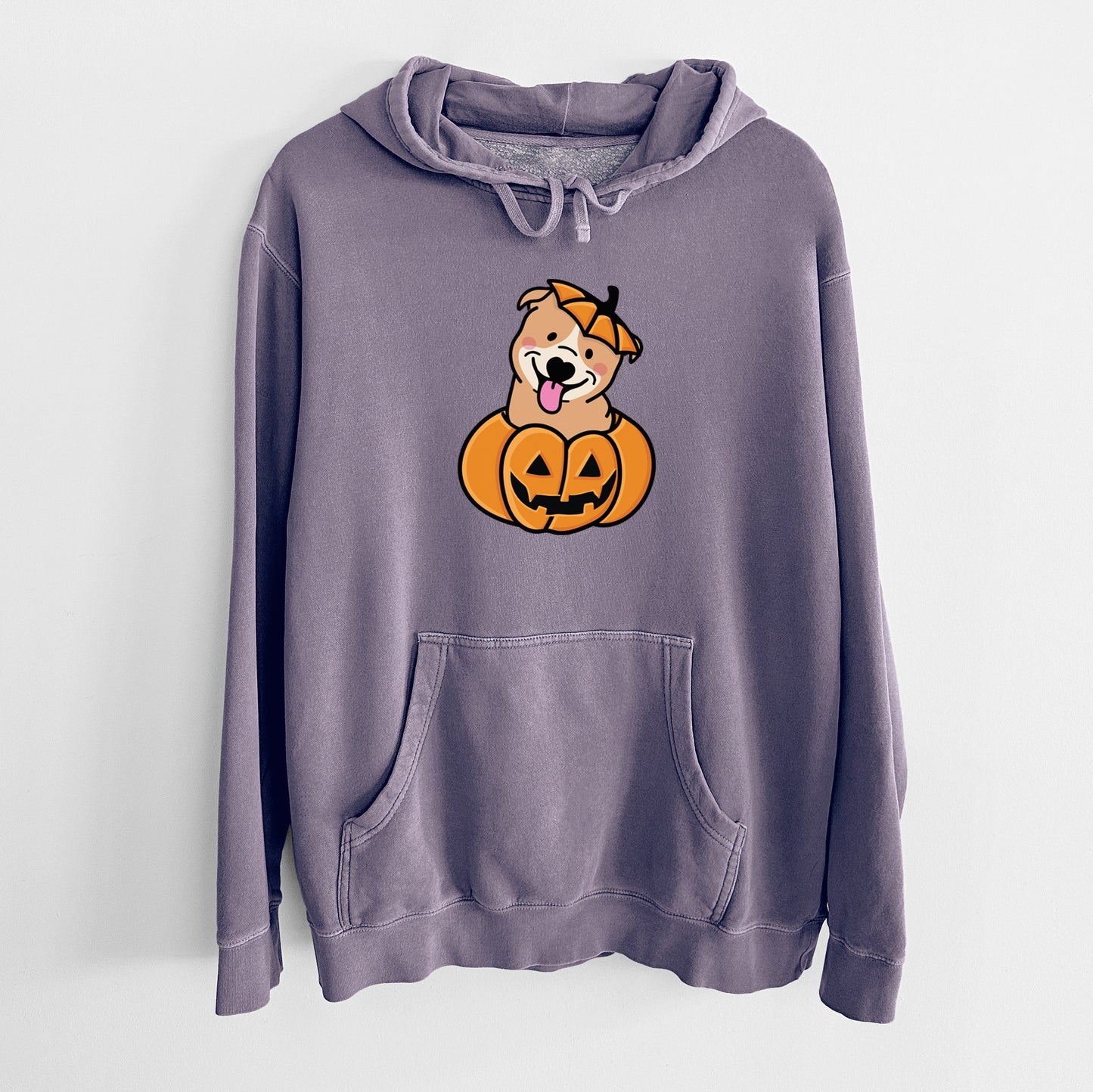 Pumpkin Pup - Pitbull - Unisex Pigment Dyed Hoodie