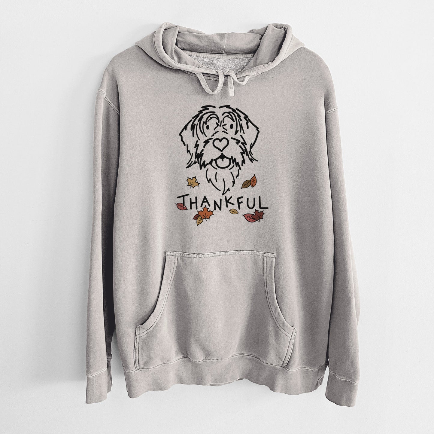 Thankful Wirehaird Pointing Griffon - Gary - Unisex Pigment Dyed Hoodie