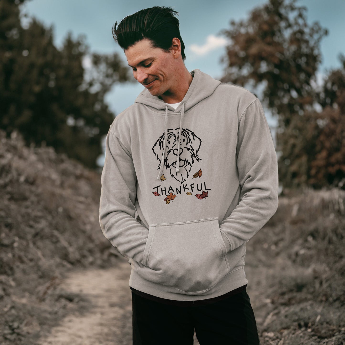 Thankful Wirehaird Pointing Griffon - Gary - Unisex Pigment Dyed Hoodie