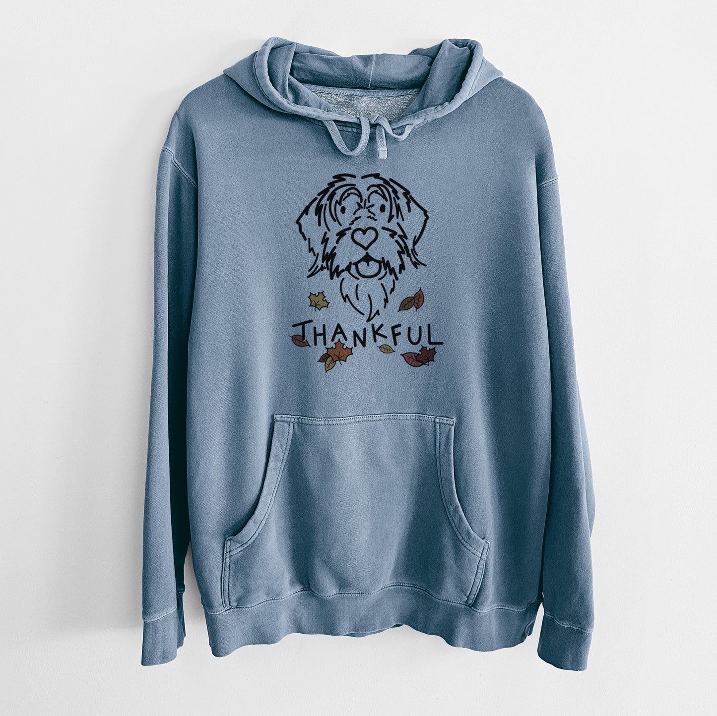 Thankful Wirehaird Pointing Griffon - Gary - Unisex Pigment Dyed Hoodie